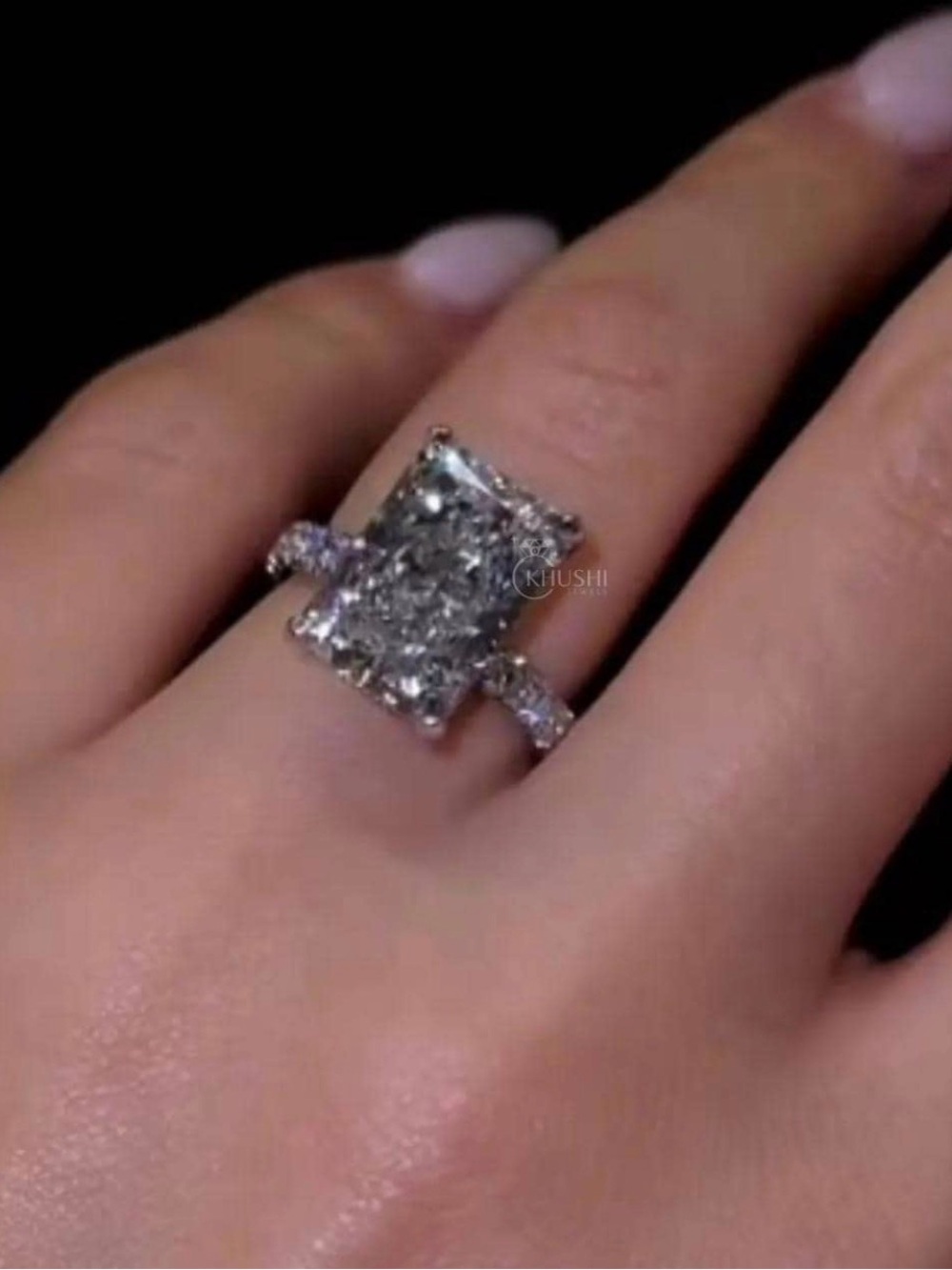 5 carat radiant cut, hidden halo Engagement Ring - Picture 5 of 6
